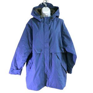 Lands' End FLeeCe Lined Rain Coat Jacket Blue Grey Quilt Insulated Sleeves 1X